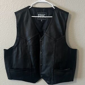 NWT FMG Men's Black Leather Vest